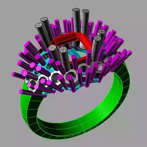 Women ring with gems 3dm stl  anello cestino an 219