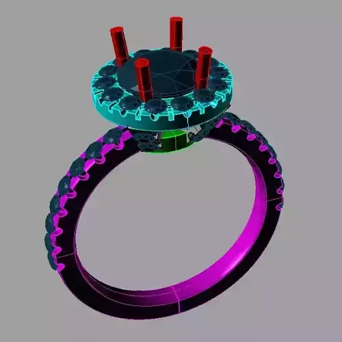 Halo Diamond Ring 3D print model anello tipo tiffany an 222