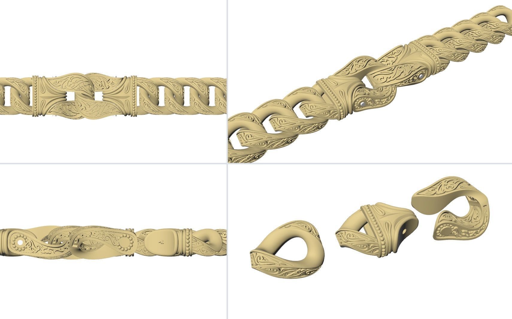 Bracelet with ornament 3D print model 3D print model_5