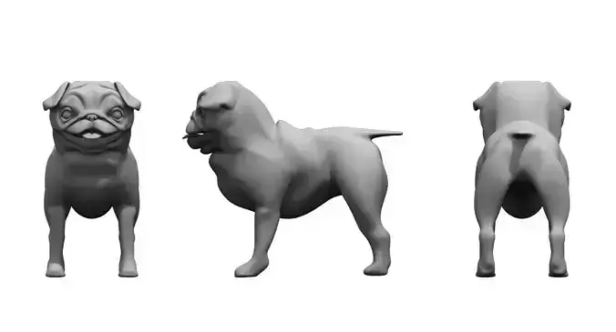 bulldog 3d model pug dog