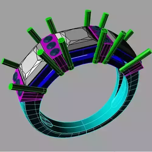 Trilogy gold ring with princess diamonds anello trilogy an 223 3D print model