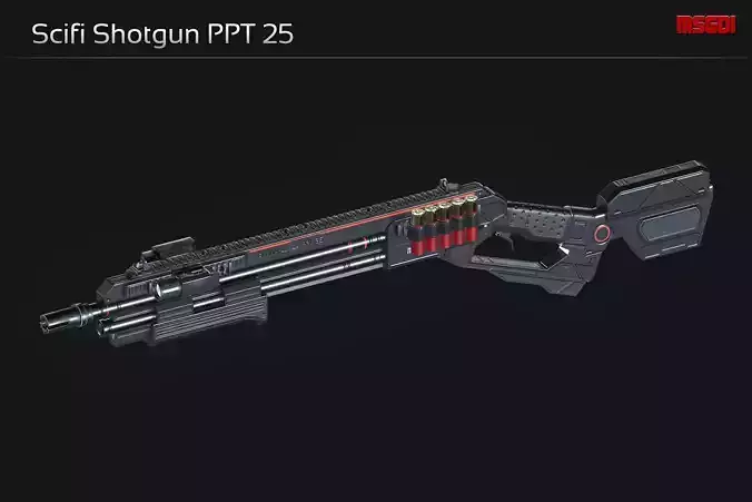 Scifi Shotgun PPT 25 Low-poly 3D model