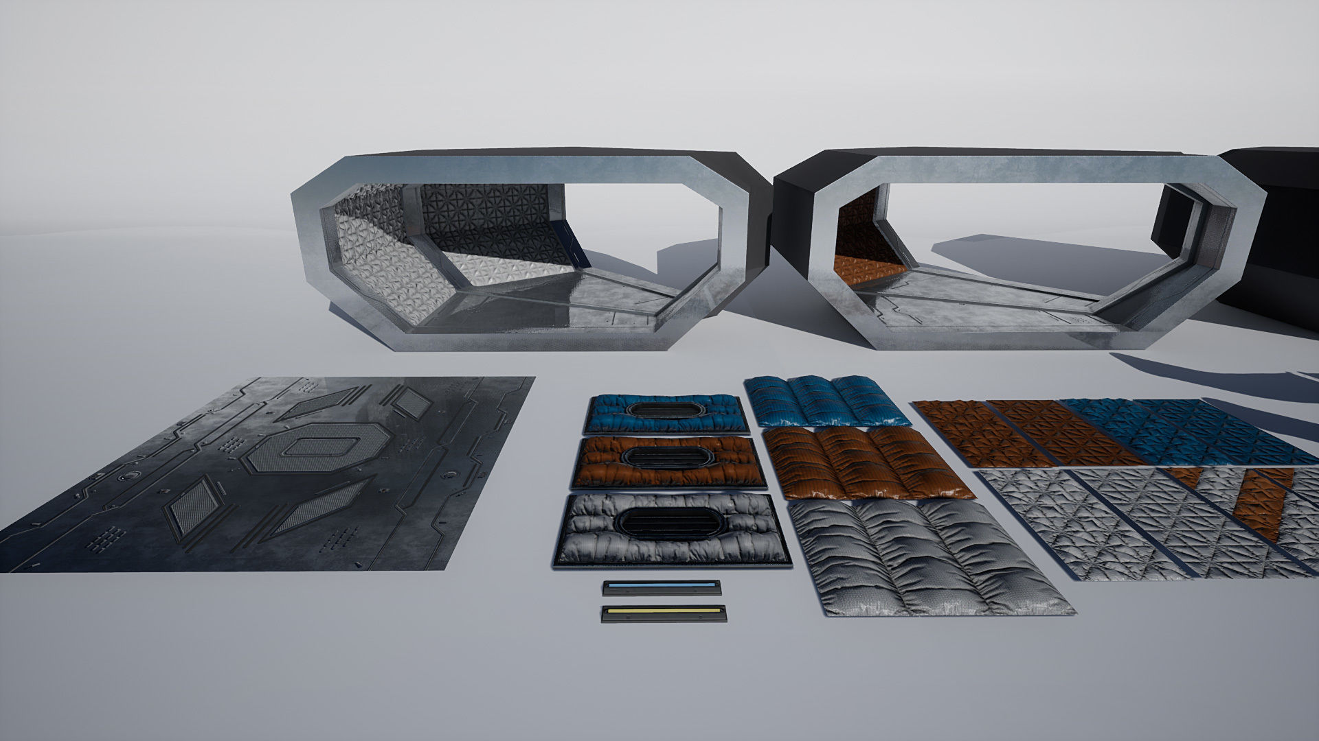 Modular Sci Fi Corridor Low-poly 3D model_10