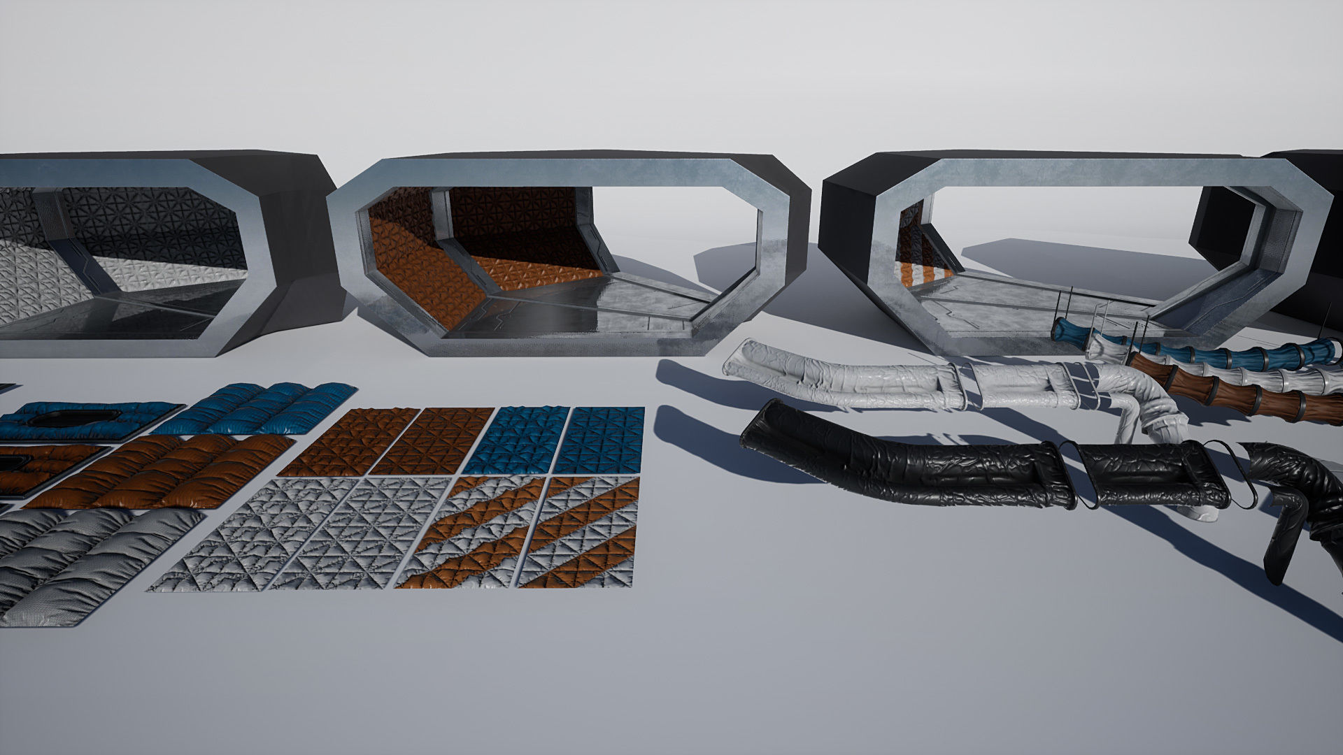 Modular Sci Fi Corridor Low-poly 3D model_11