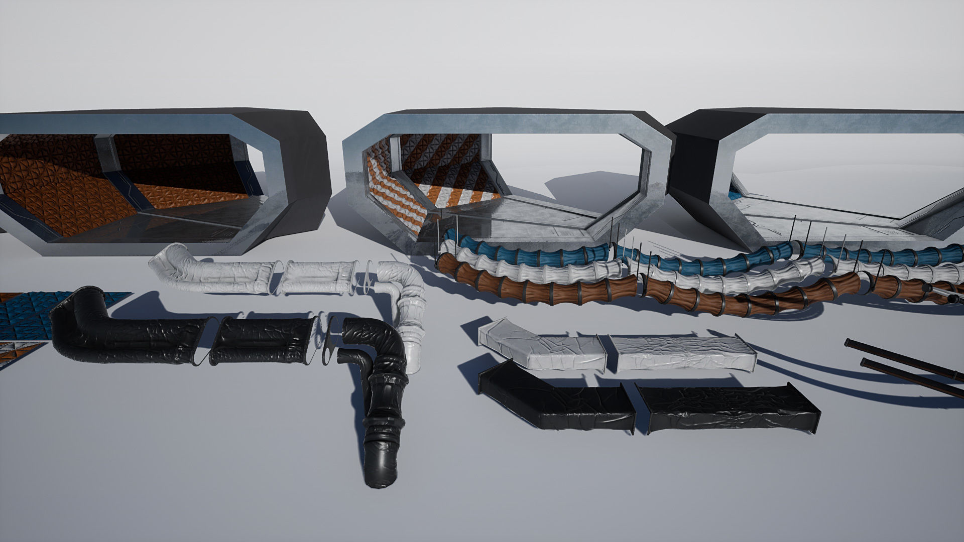 Modular Sci Fi Corridor Low-poly 3D model_12
