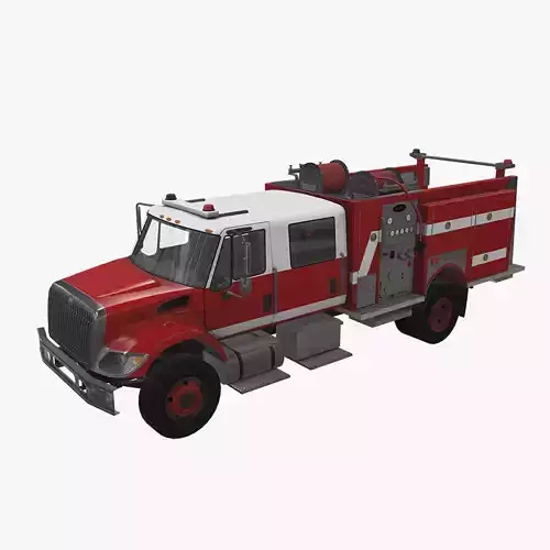 Fire Truck Red Low-poly 3D model