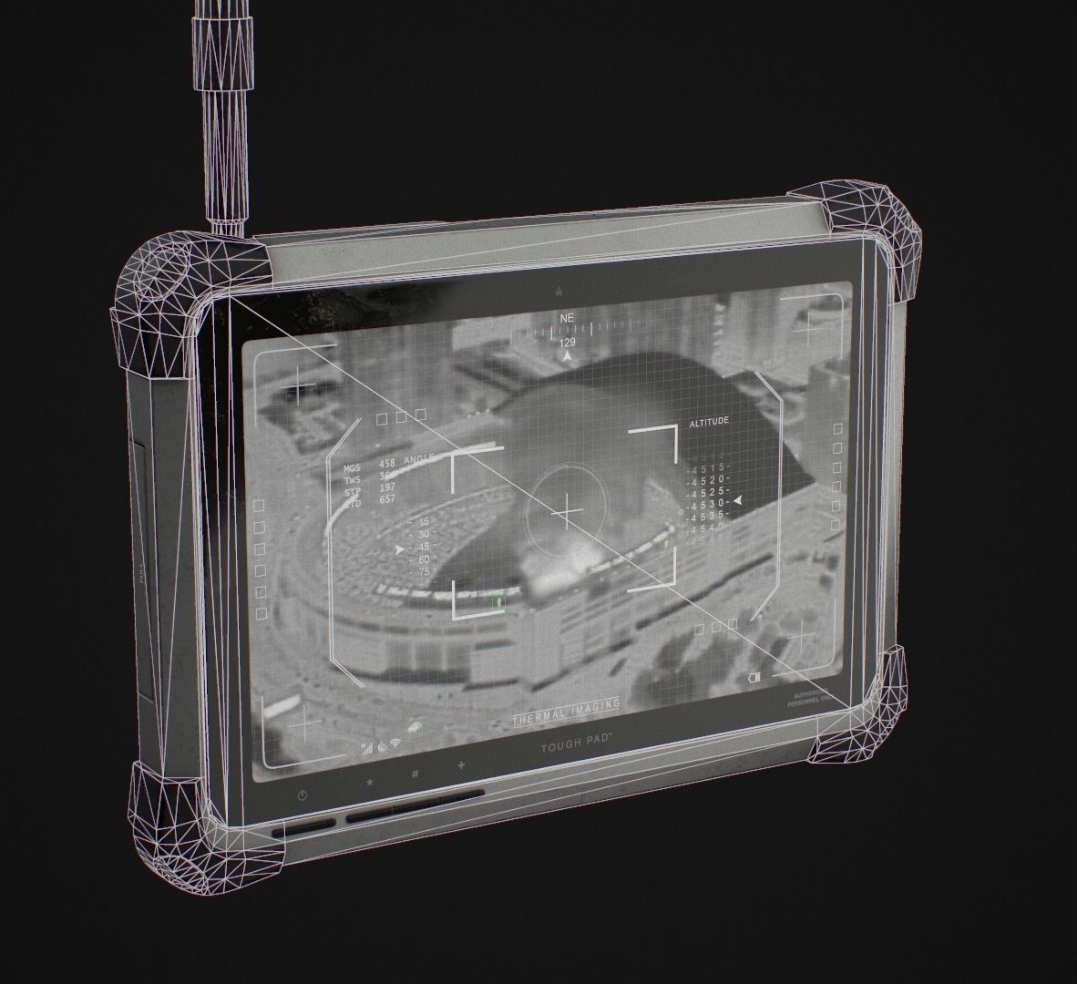 Tablet Phone Military Low-poly 3D model_8