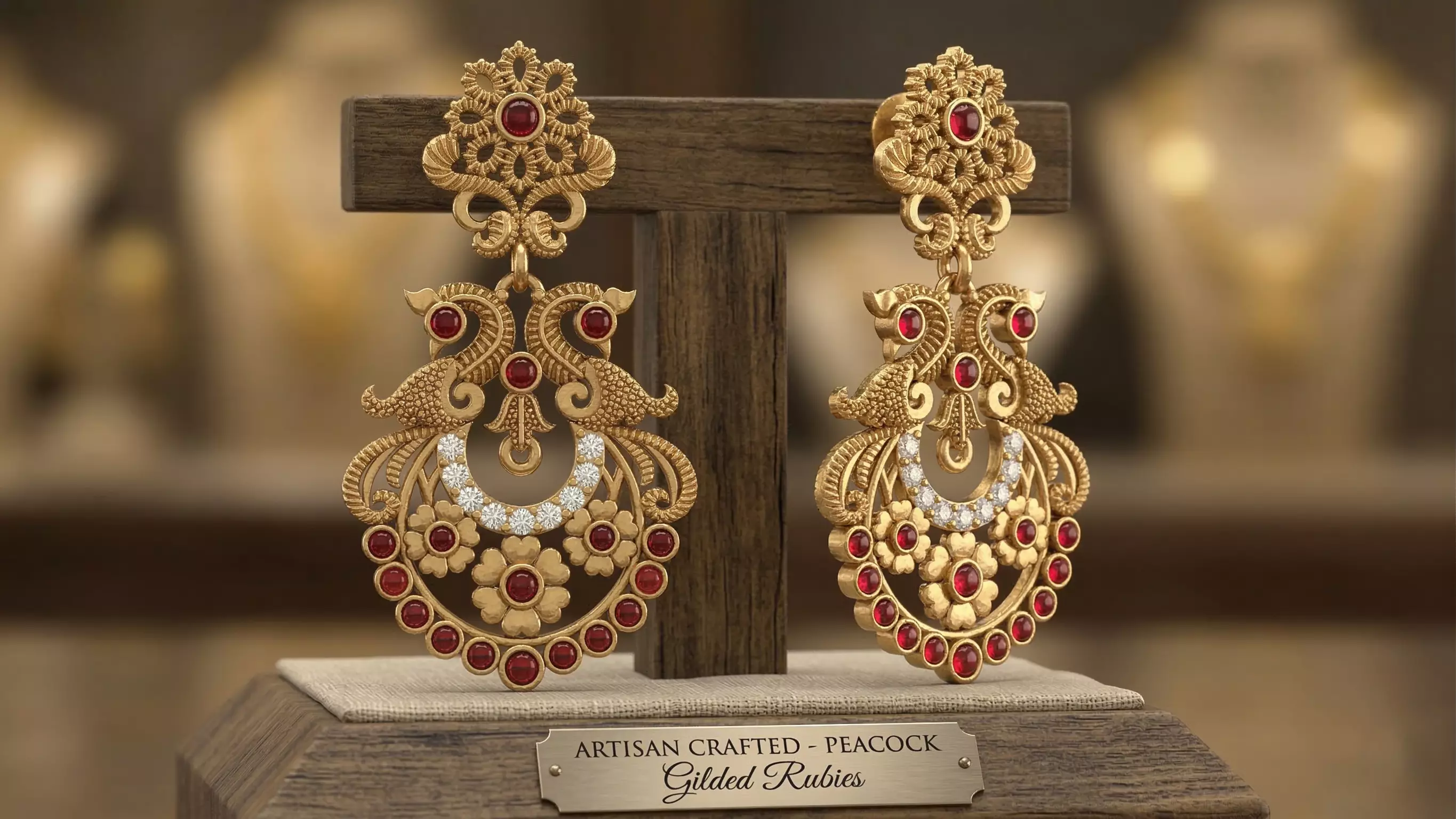 Traditional Antique Peacock Jhumkas 3D print model