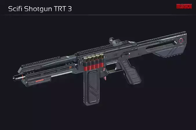 Scifi Shotgun TRT 3 Low-poly 3D model