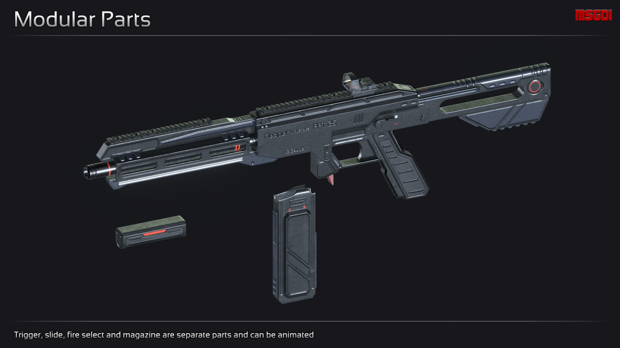 Scifi Shotgun TRT 3 Low-poly 3D model_2