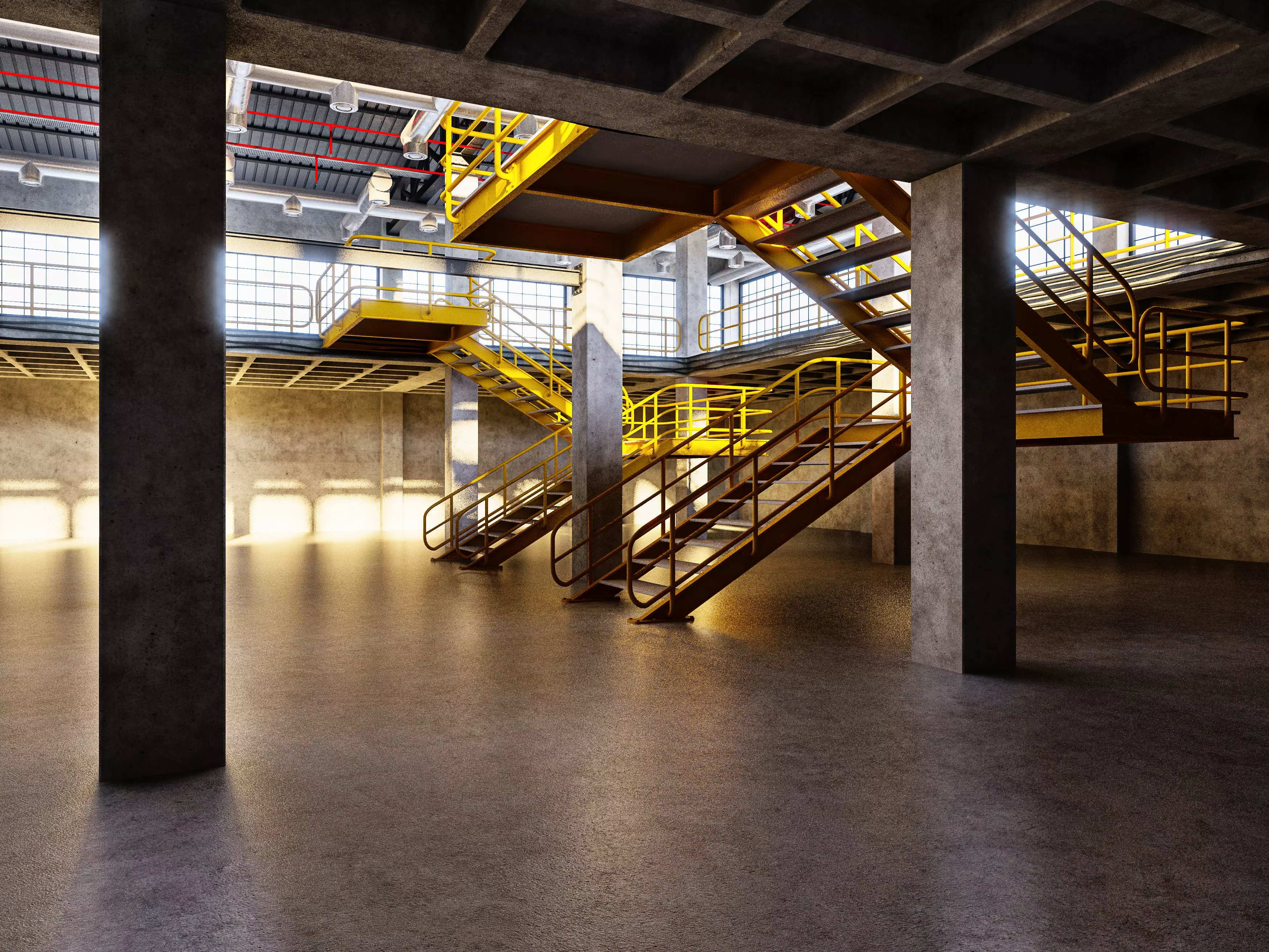 Factory Warehouse Interior Low-poly 3D model_0