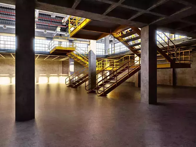 Factory Warehouse Interior Low-poly 3D model