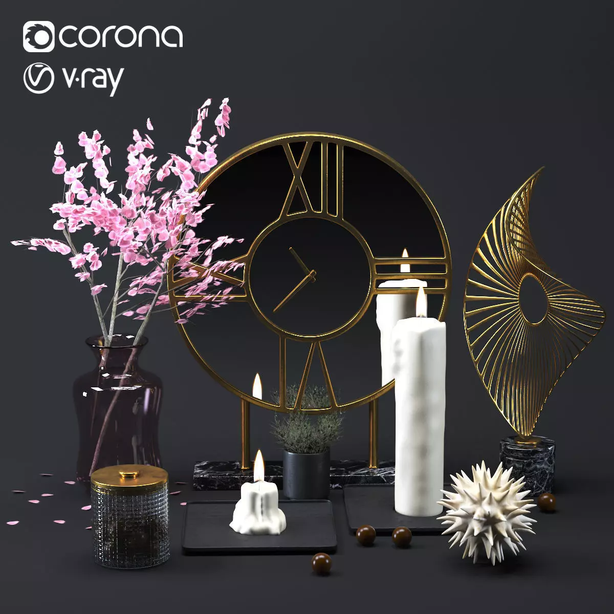 Decoration Gold Set 001 3D model