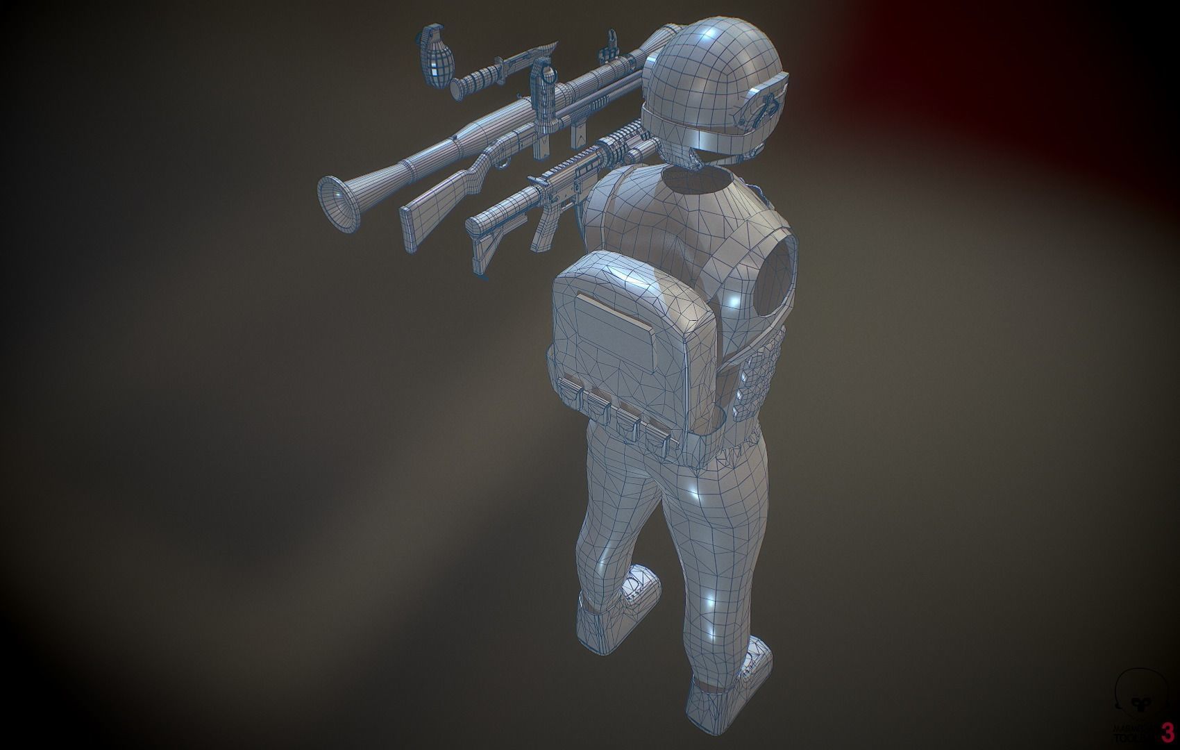 Operator and Weapons Low-poly 3D model_34