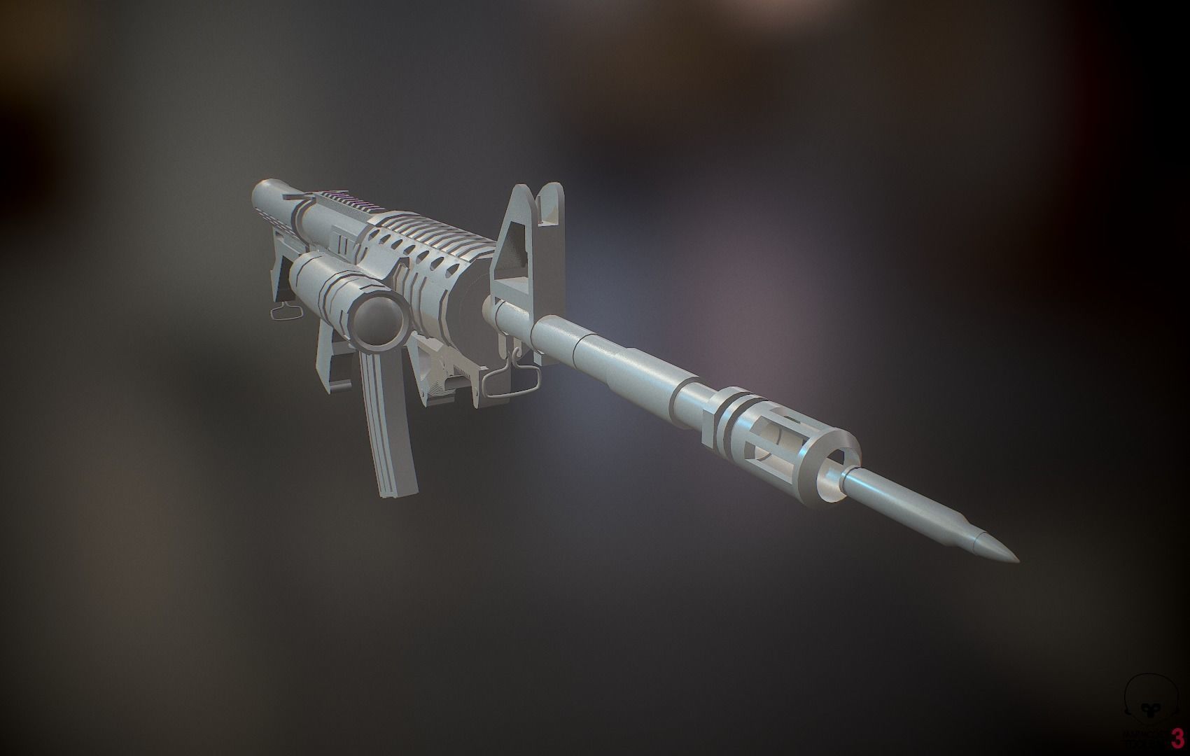 Operator and Weapons Low-poly 3D model_5