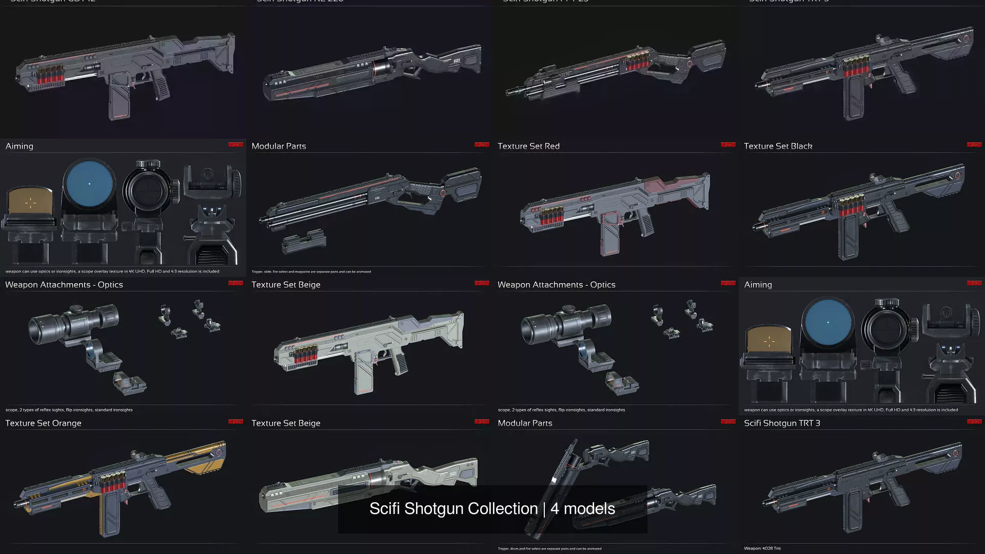 Scifi Shotgun Collection 3D Model Pack