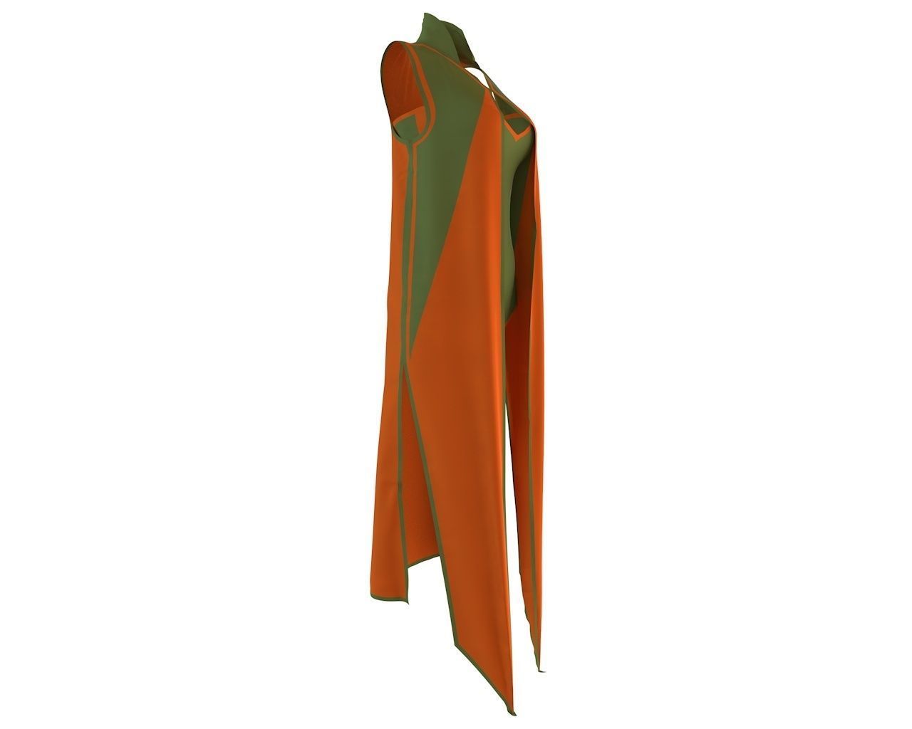 Stylish Designer Women Coustume with Cape 3D model_6