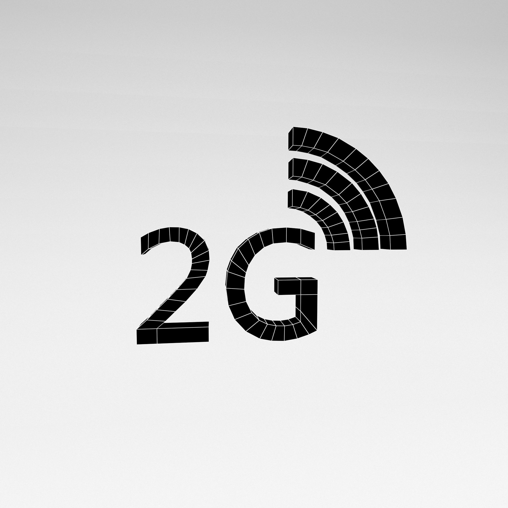 Mobile Signal Symbol 2G v1 002 Low-poly 3D model_4
