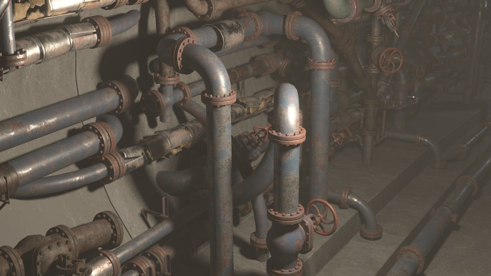 Pipes pack Low-poly 3D model_4
