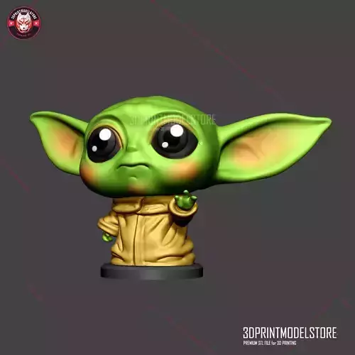 Cute baby Yoda statue STL file sculpt 
