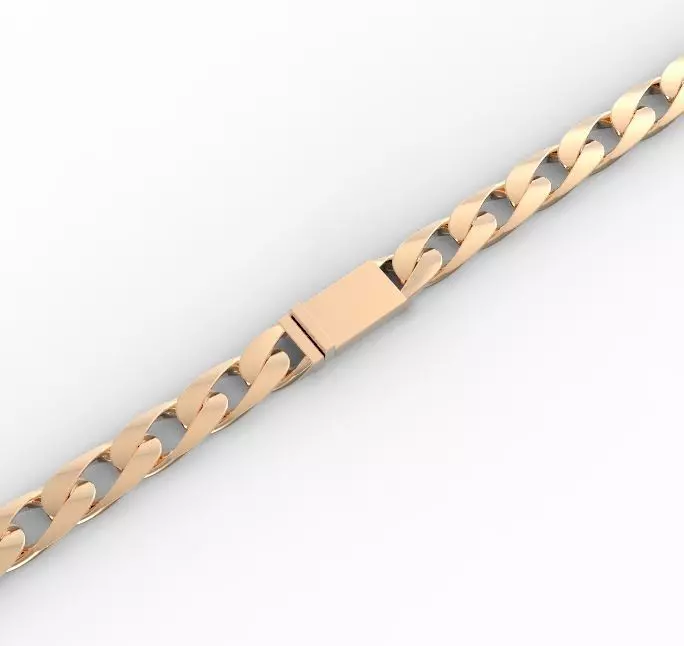 chain rose gold cuban link bracelet 3D print model_0
