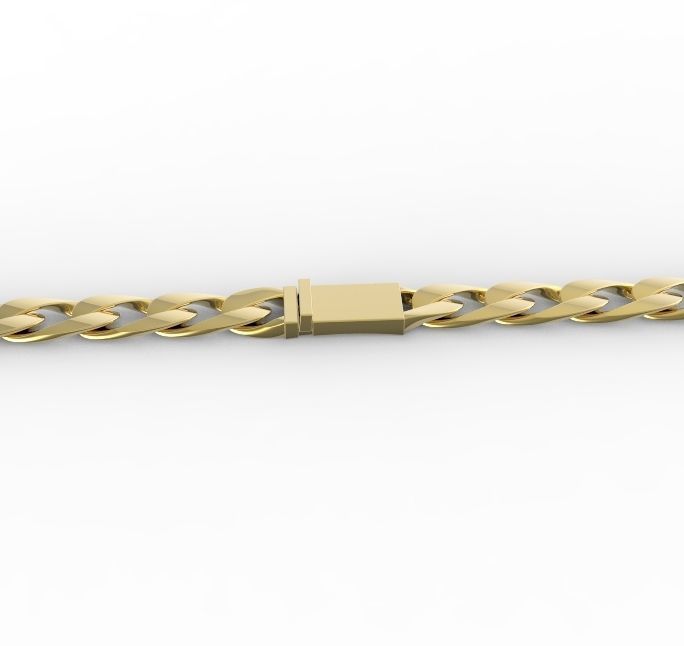 chain rose gold cuban link bracelet 3D print model_3