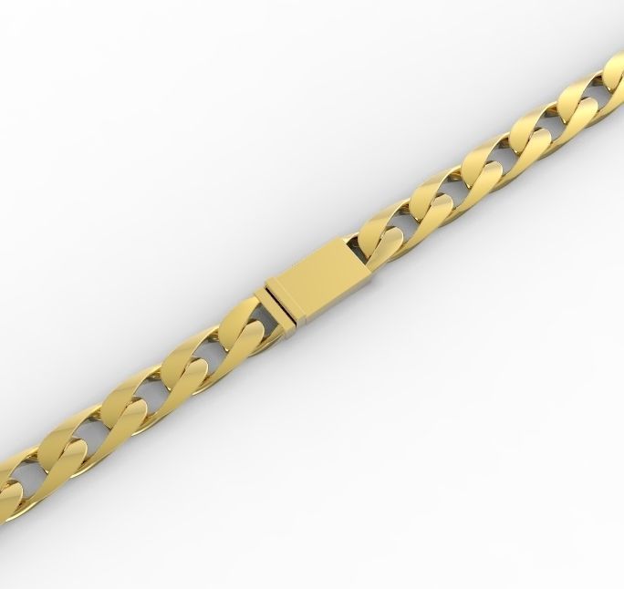 chain rose gold cuban link bracelet 3D print model_2