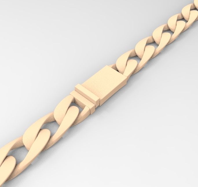 chain rose gold cuban link bracelet 3D print model_7