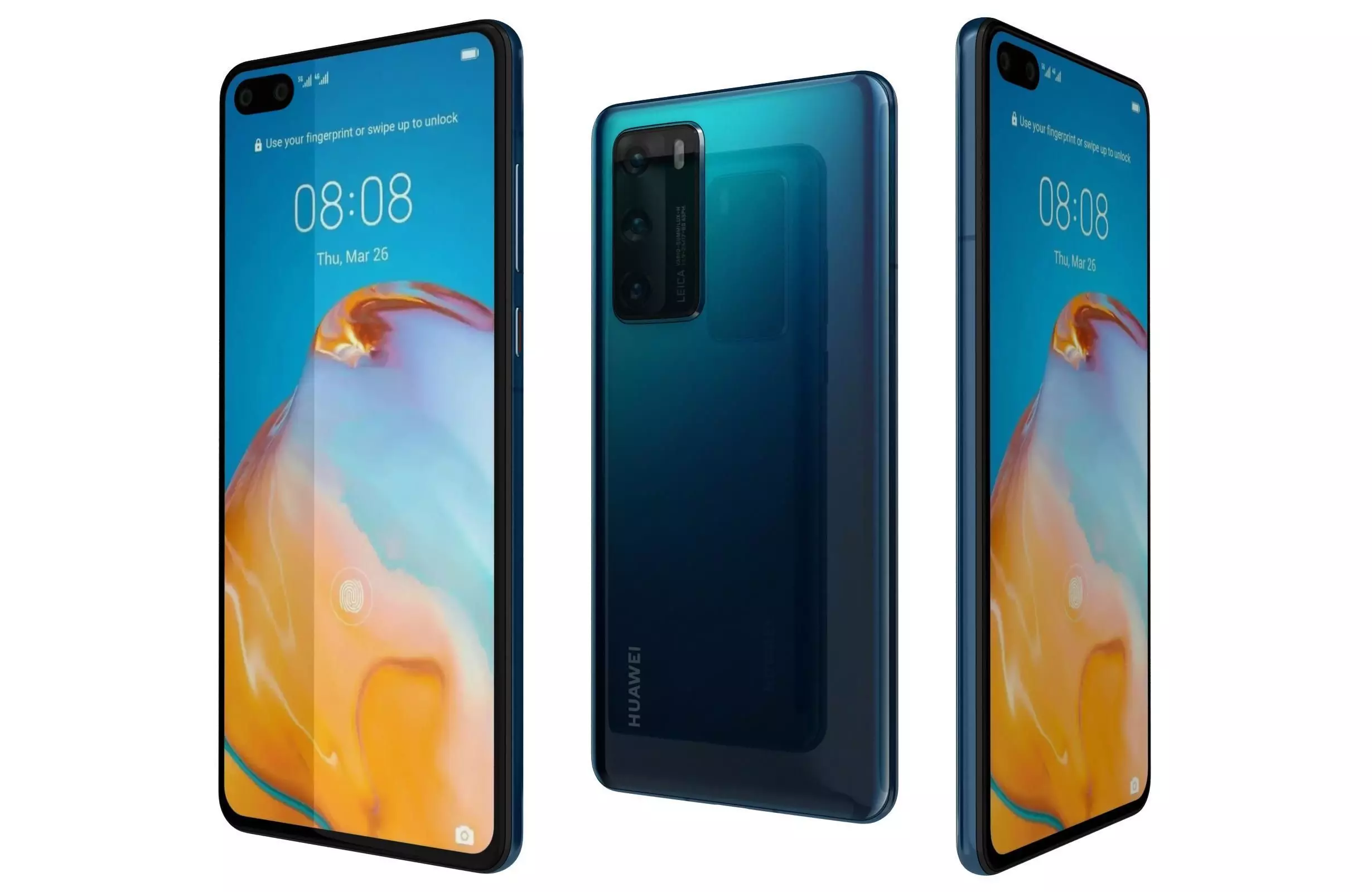Huawei P40 Deep Sea Blue 3D model_0
