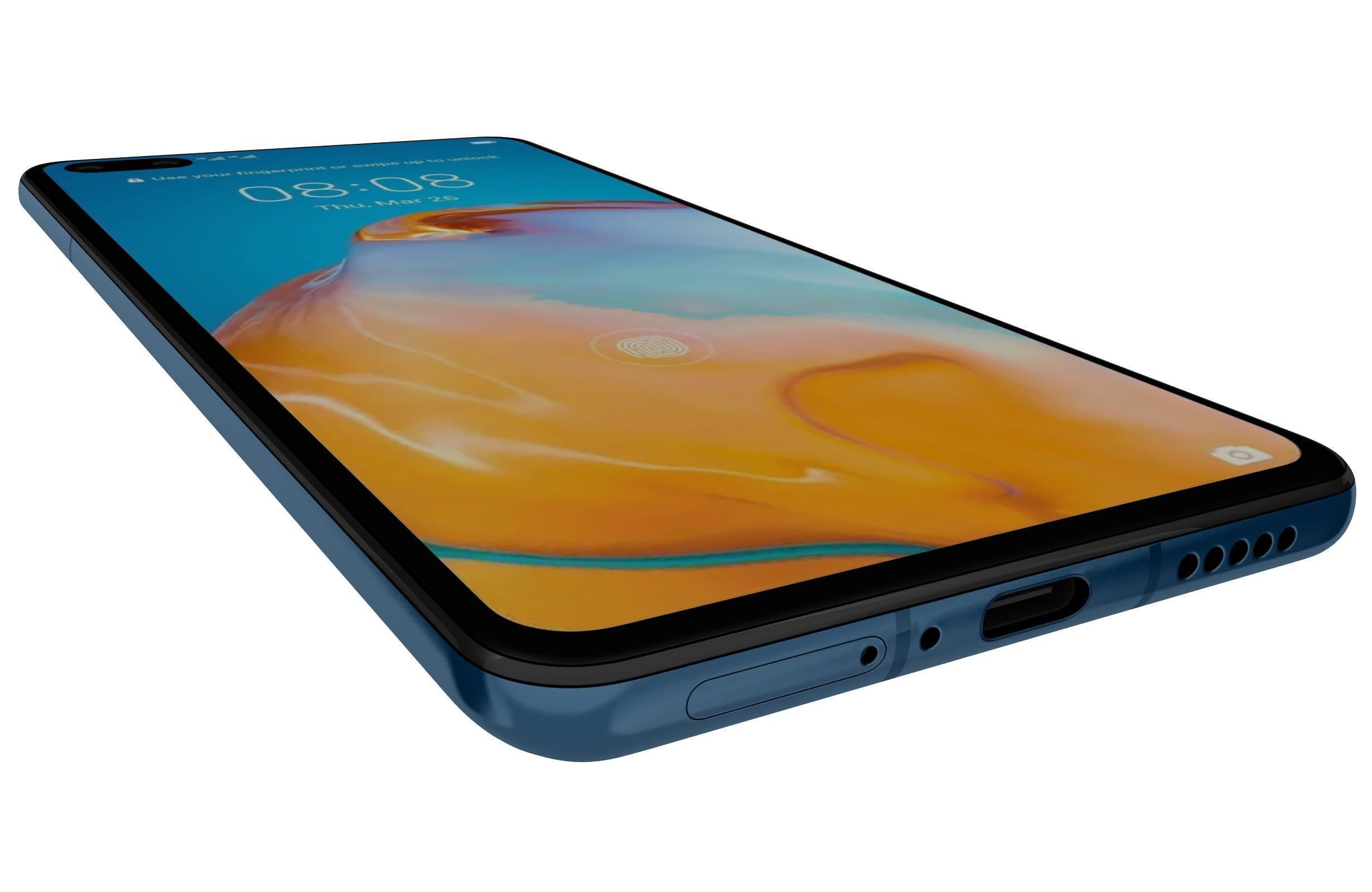 Huawei P40 Deep Sea Blue 3D model_8