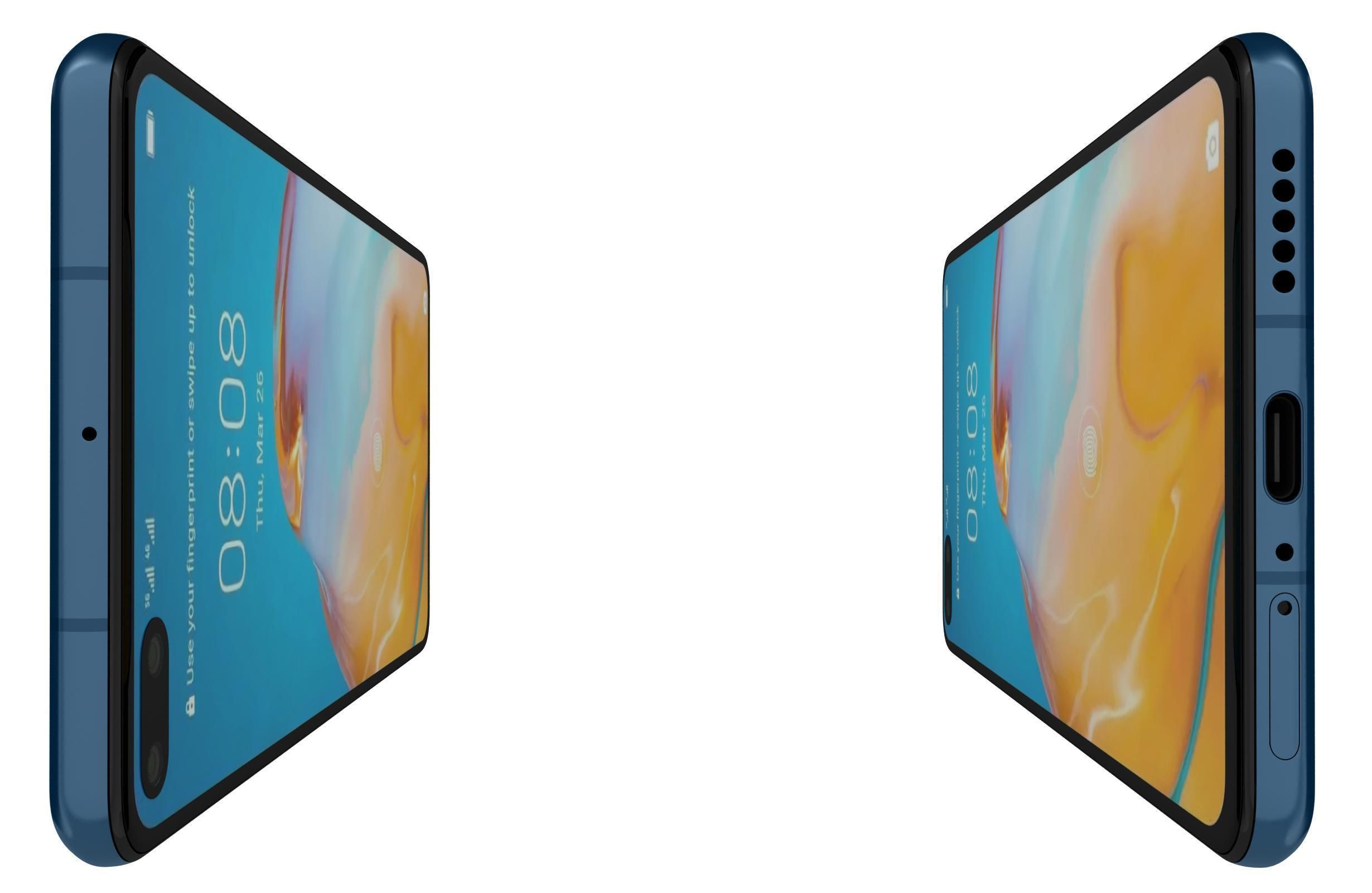 Huawei P40 Deep Sea Blue 3D model_4