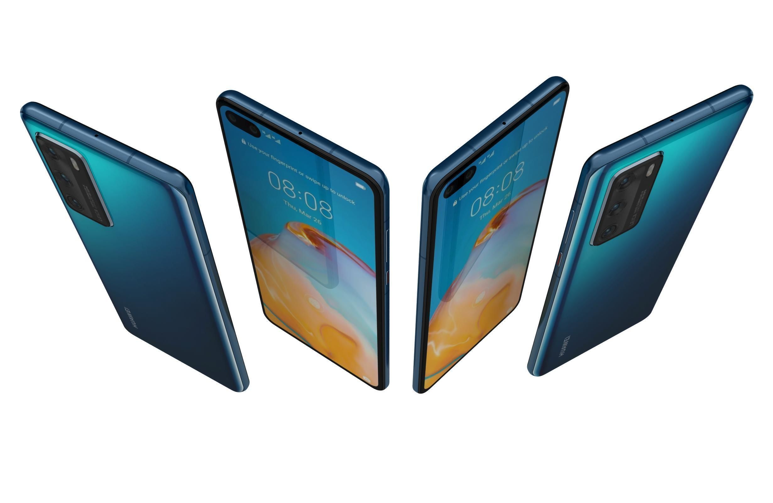 Huawei P40 Deep Sea Blue 3D model_7