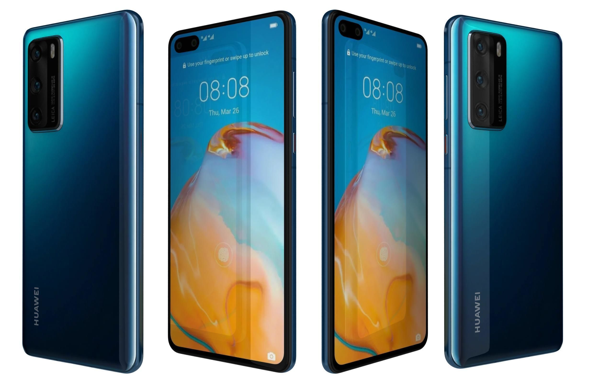 Huawei P40 Deep Sea Blue 3D model_6