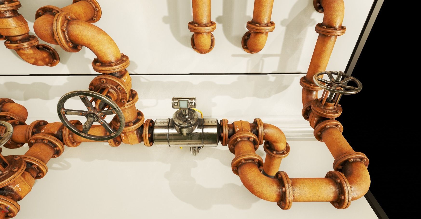 PBR Moodular Pipeline Set - UE Project 4 22 Low-poly 3D model_5