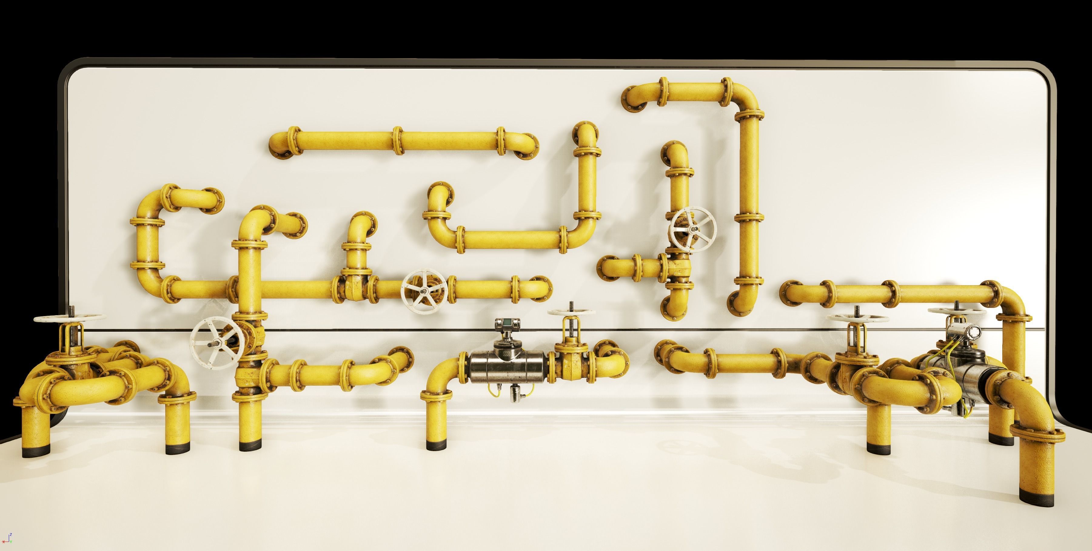 PBR Moodular Pipeline Set - UE Project 4 22 Low-poly 3D model_8