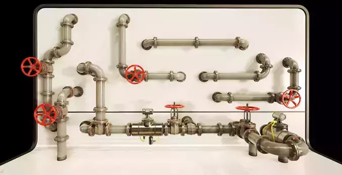 PBR Moodular Pipeline Set - UE Project 4 22 Low-poly 3D model