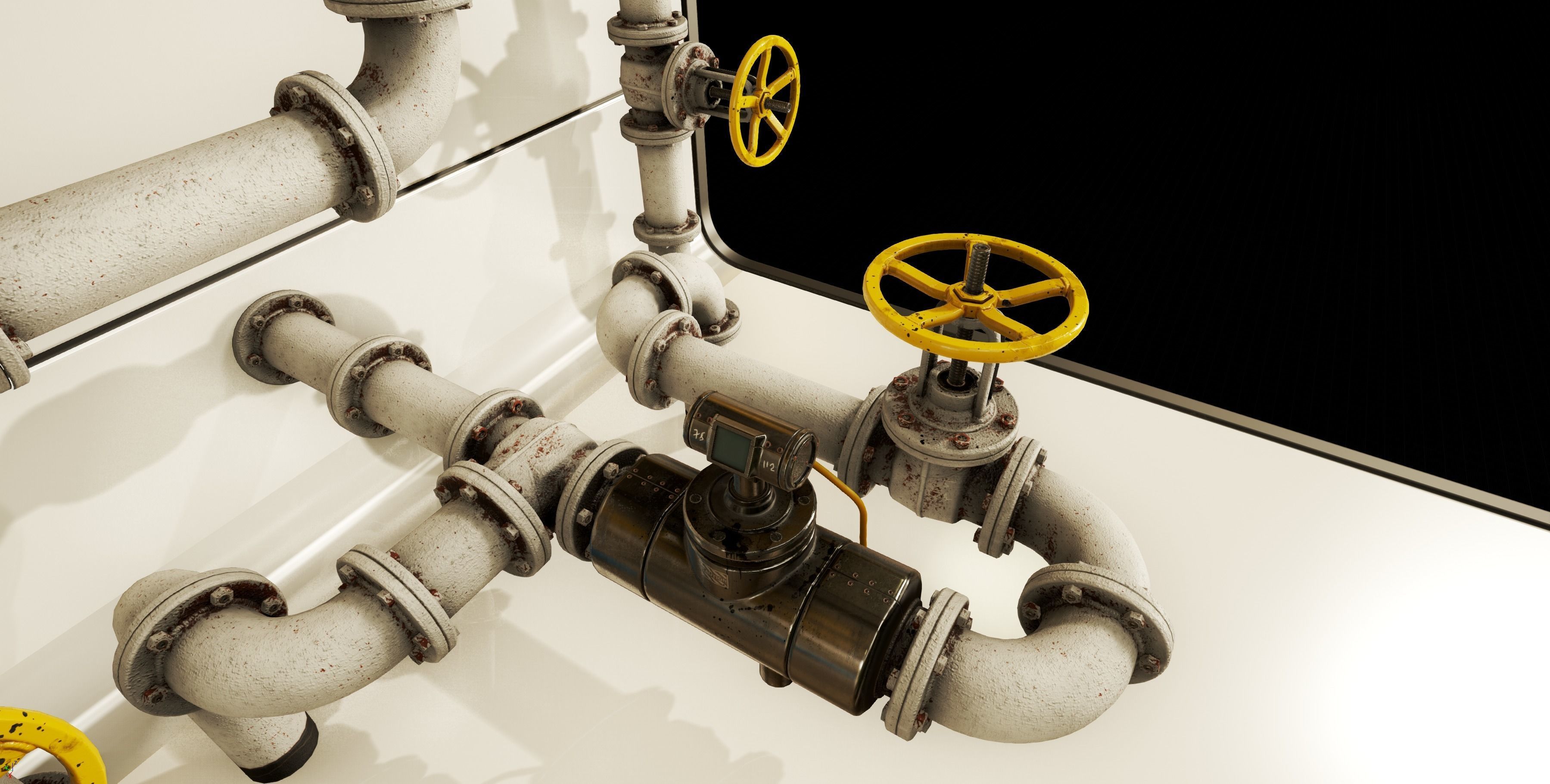 PBR Moodular Pipeline Set - UE Project 4 22 Low-poly 3D model_15
