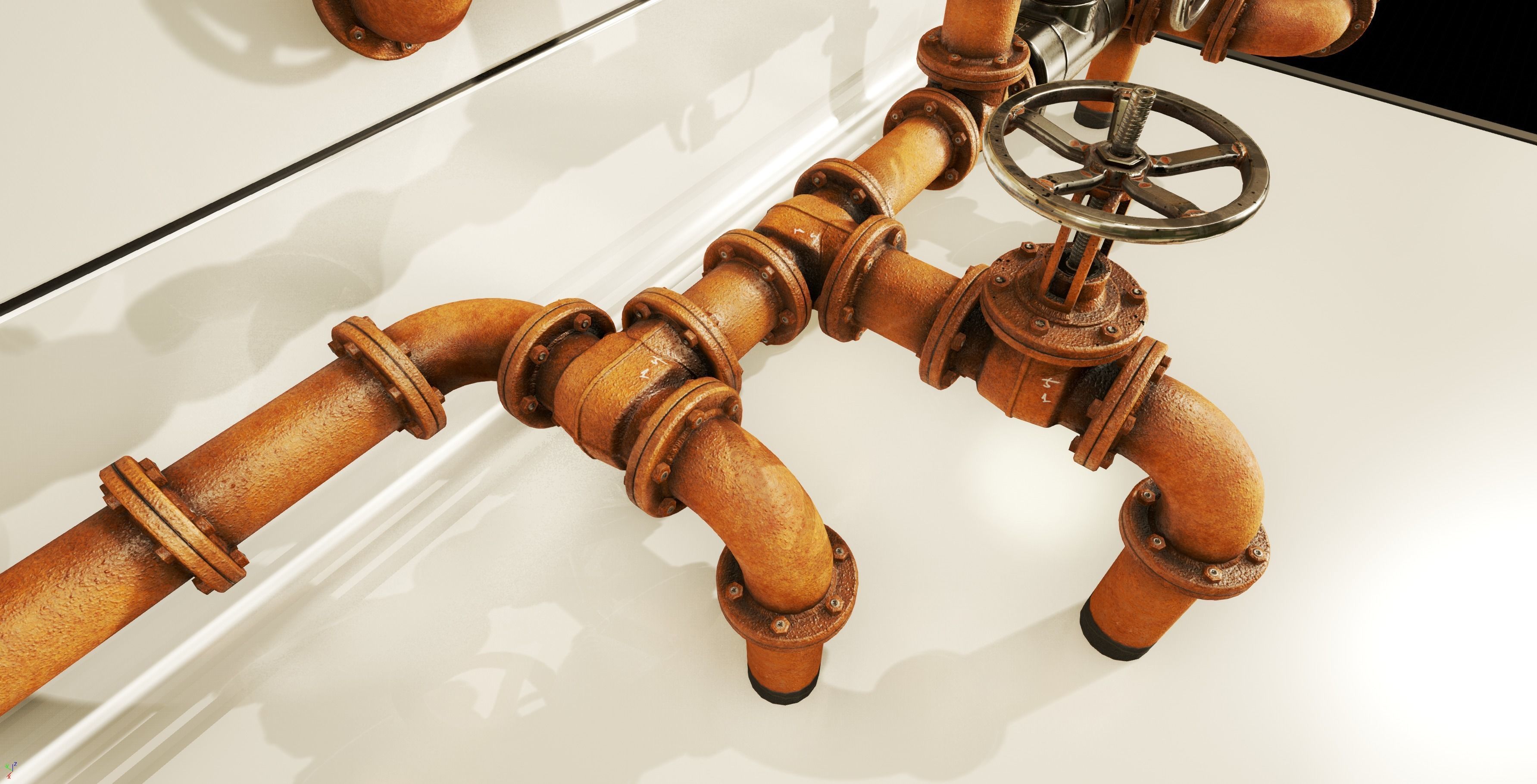 PBR Moodular Pipeline Set - UE Project 4 22 Low-poly 3D model_16