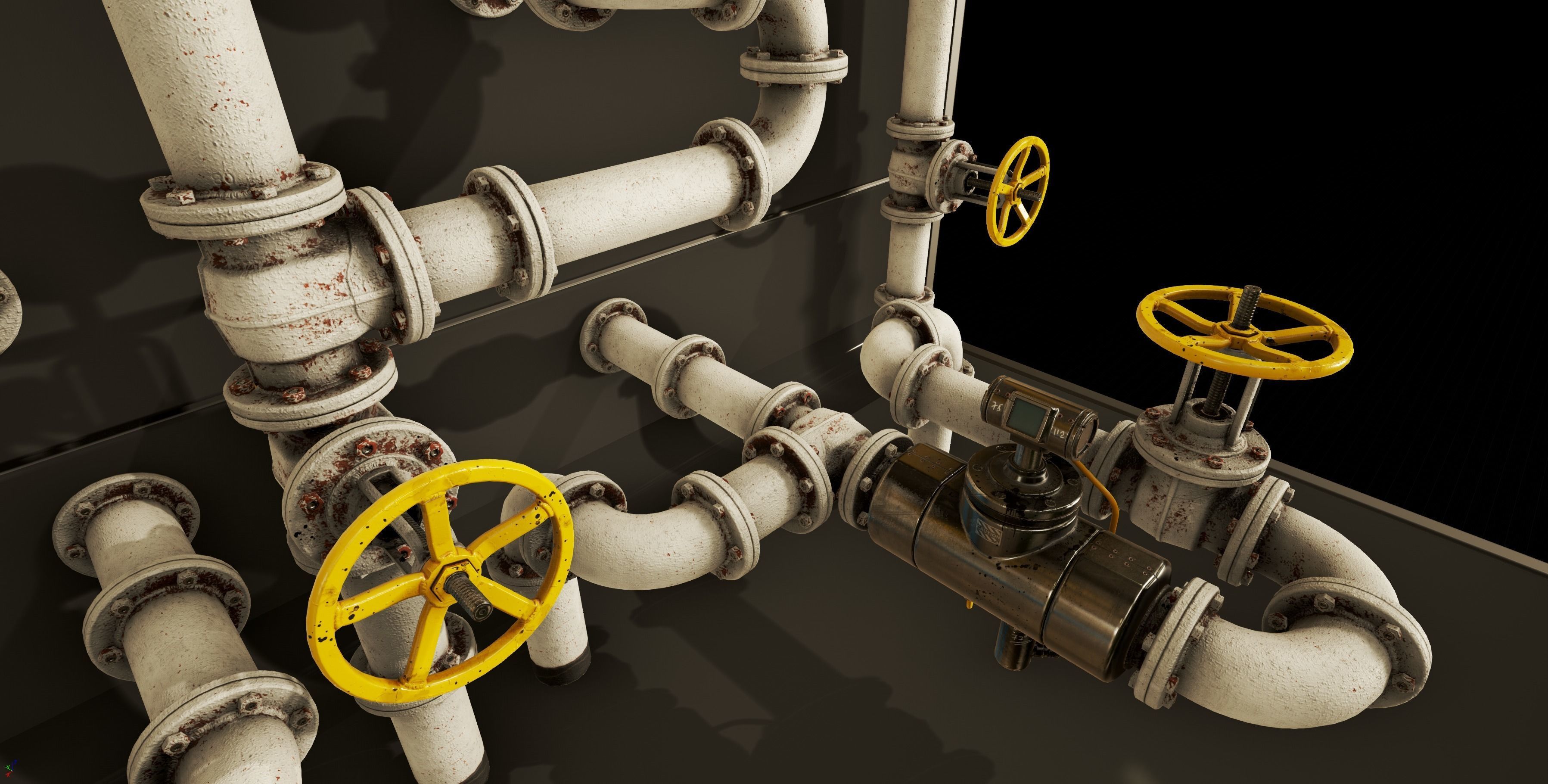 PBR Moodular Pipeline Set - UE Project 4 22 Low-poly 3D model_19