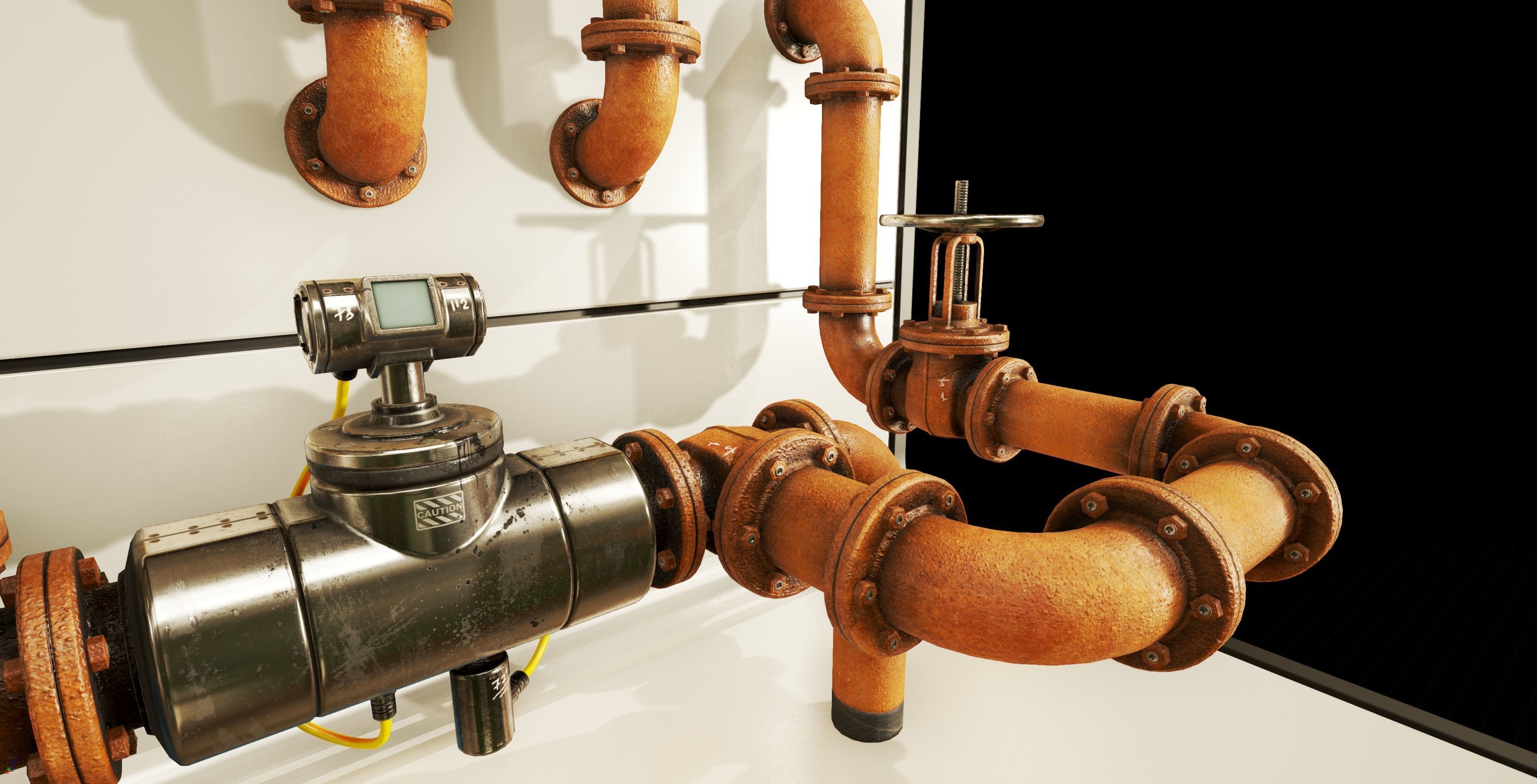 PBR Moodular Pipeline Set - UE Project 4 22 Low-poly 3D model_11