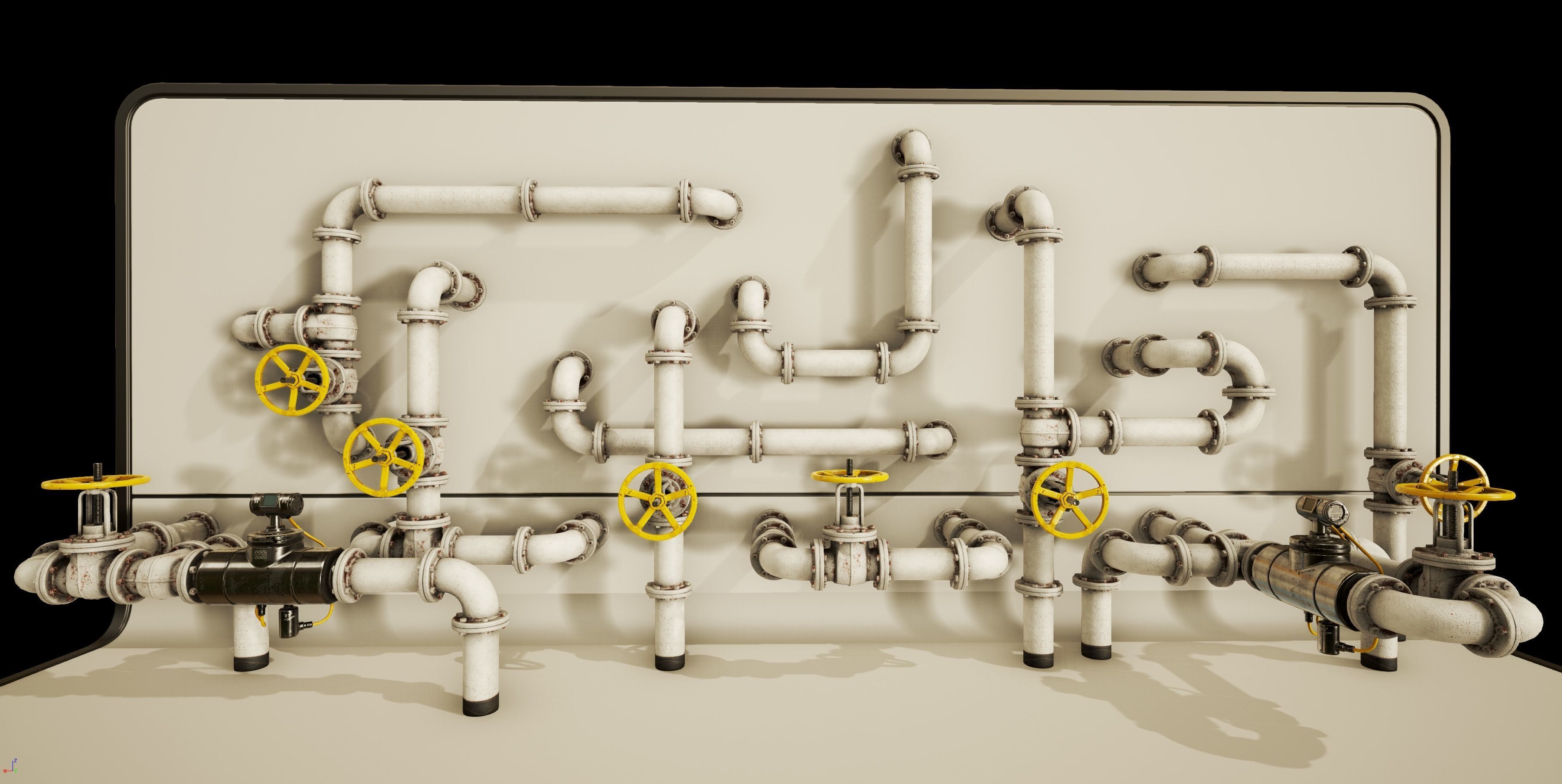 PBR Moodular Pipeline Set - UE Project 4 22 Low-poly 3D model_6