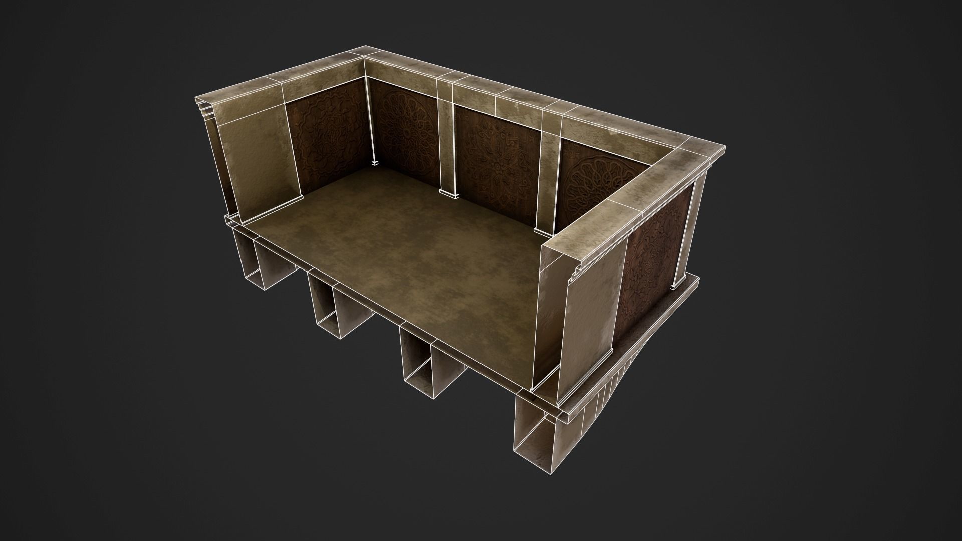 Medieval Balcony Low-poly 3D model_6