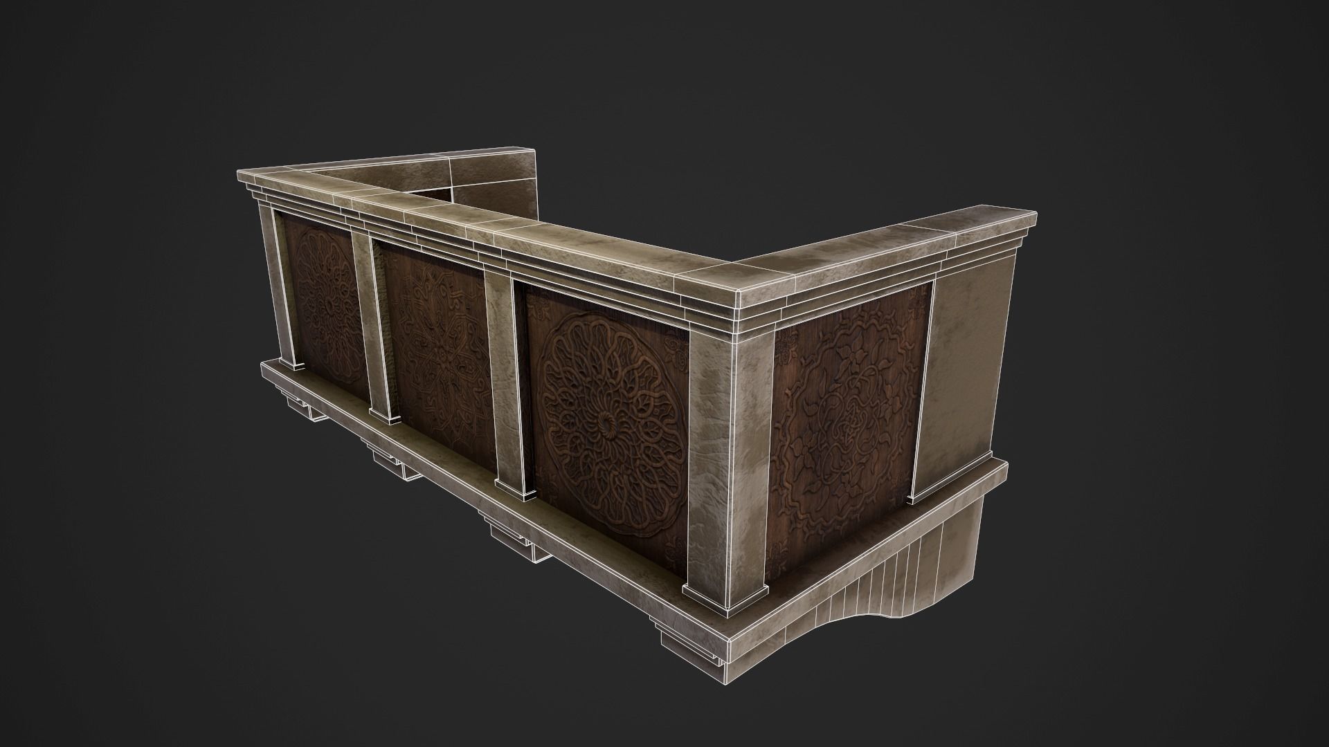 Medieval Balcony Low-poly 3D model_5