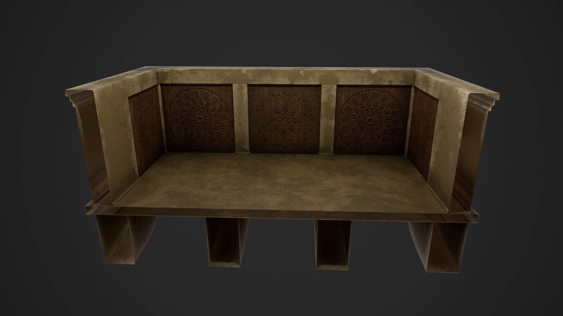 Medieval Balcony Low-poly 3D model_4