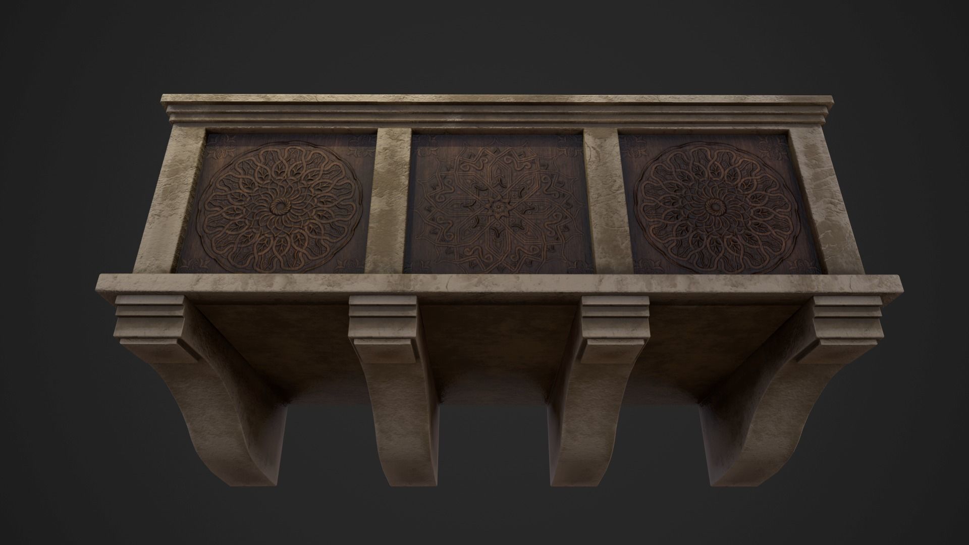 Medieval Balcony Low-poly 3D model_1