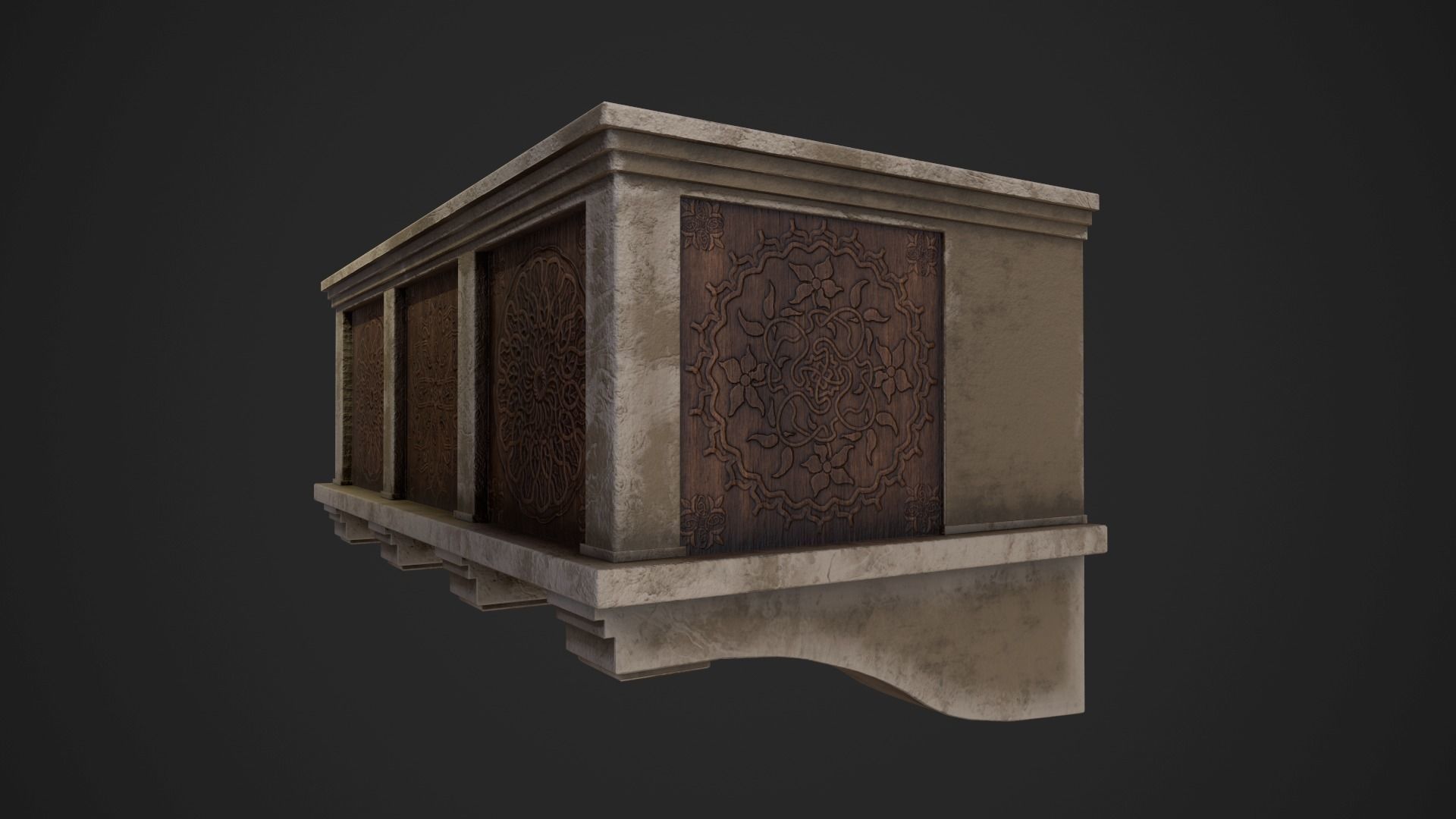 Medieval Balcony Low-poly 3D model_2