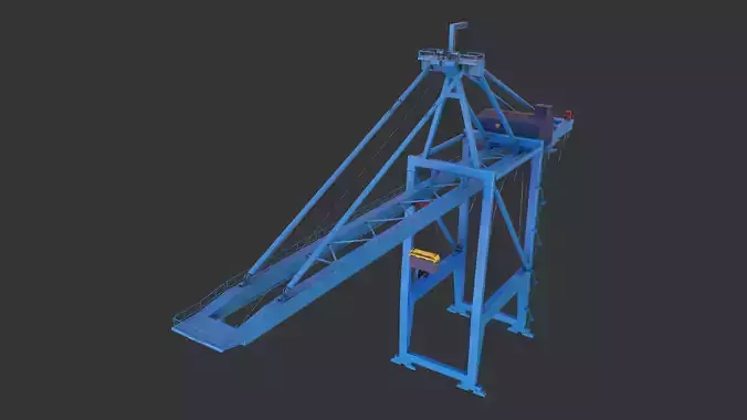 PBR Quayside Container Crane Version 1 - Blue A Low-poly 3D model