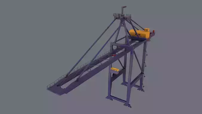 PBR Quayside Container Crane Version 1 - Blue Dark Low-poly 3D model