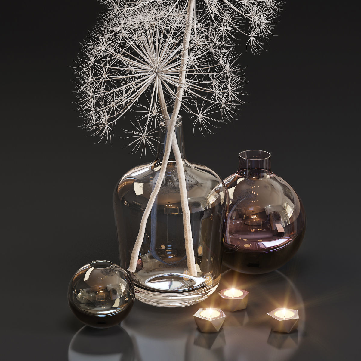 Decor set 13 Heracleum plant white 3D model_4