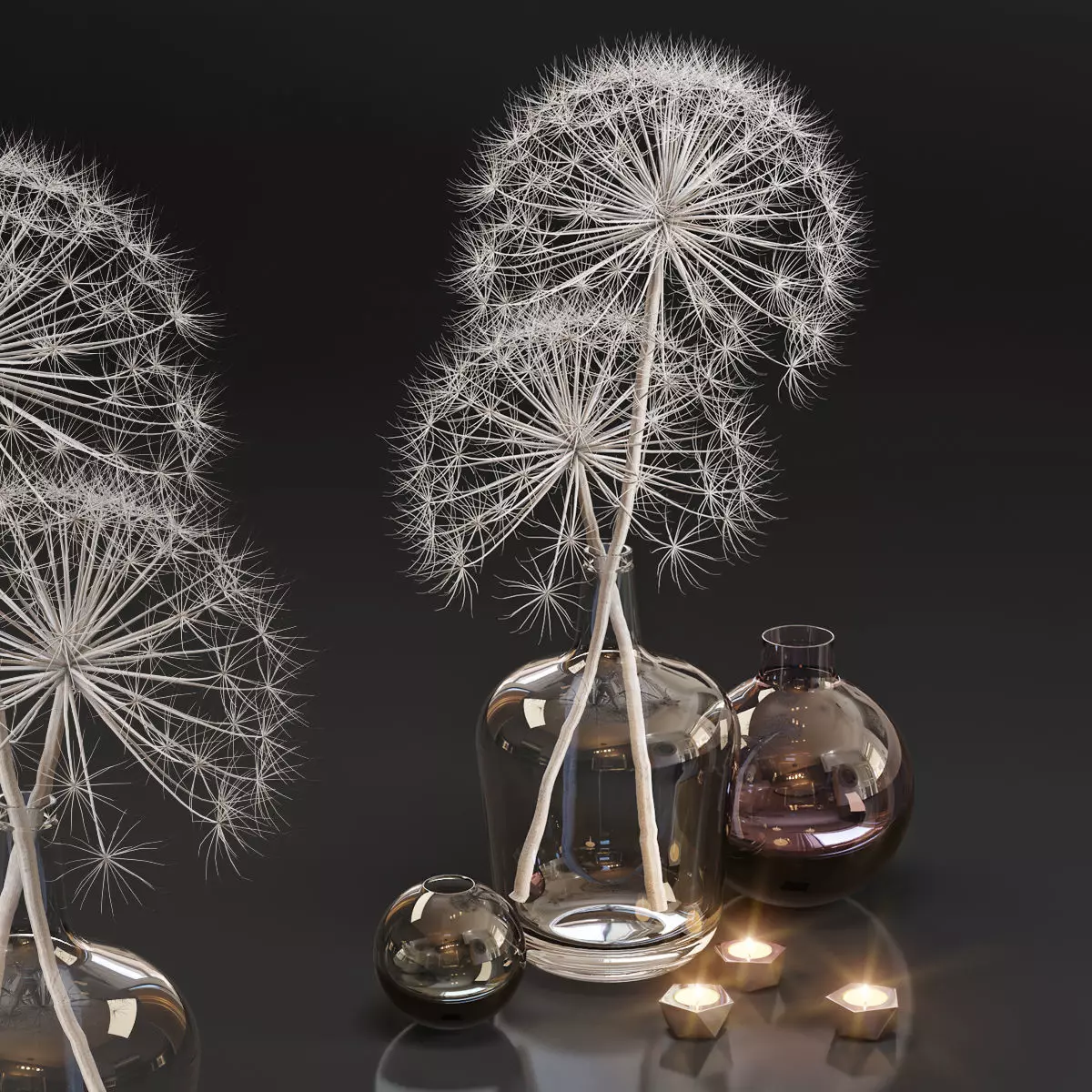 Decor set 13 Heracleum plant white 3D model_0